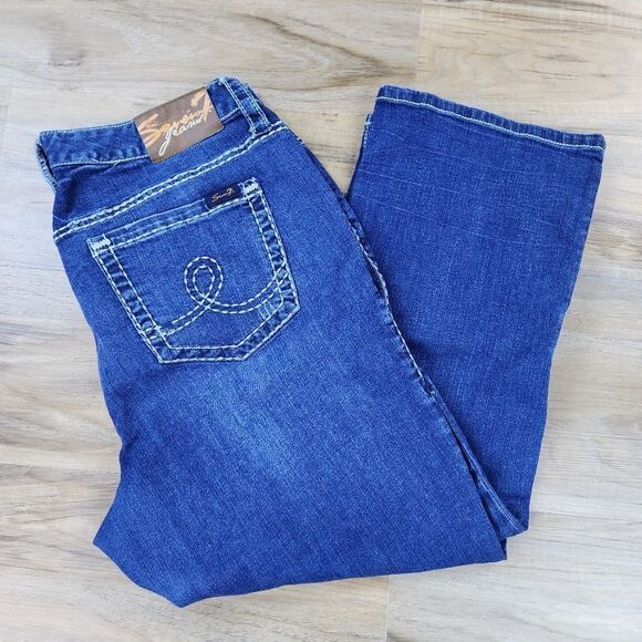 💇‍♀️Seven7 Blue Medium Wash Adjustable Leg Cropped Jeans Size 18 - Picture 2 of 12